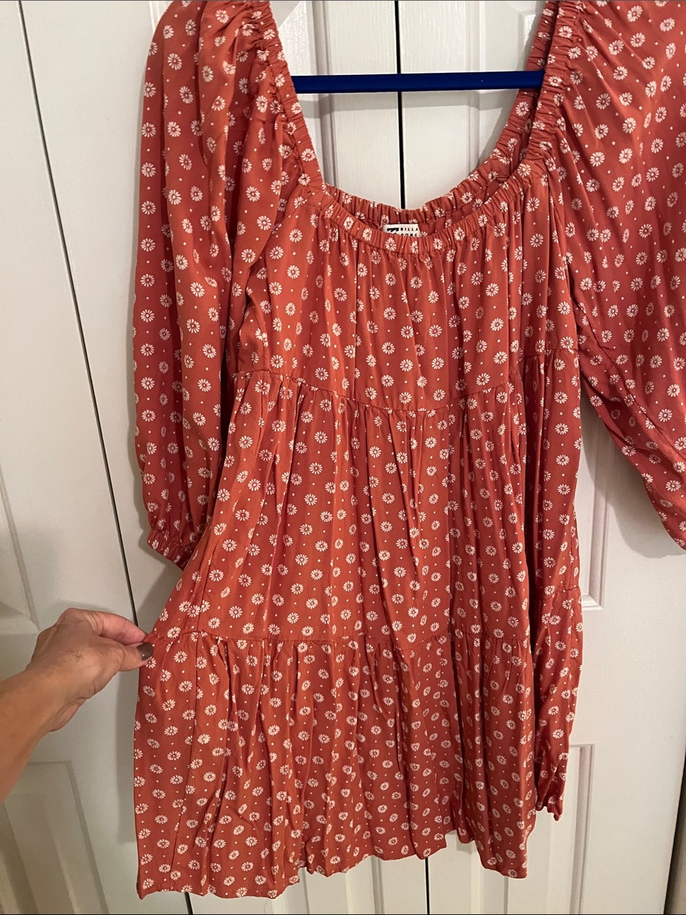 Billabong Rust Floral Tiered Mini Dress